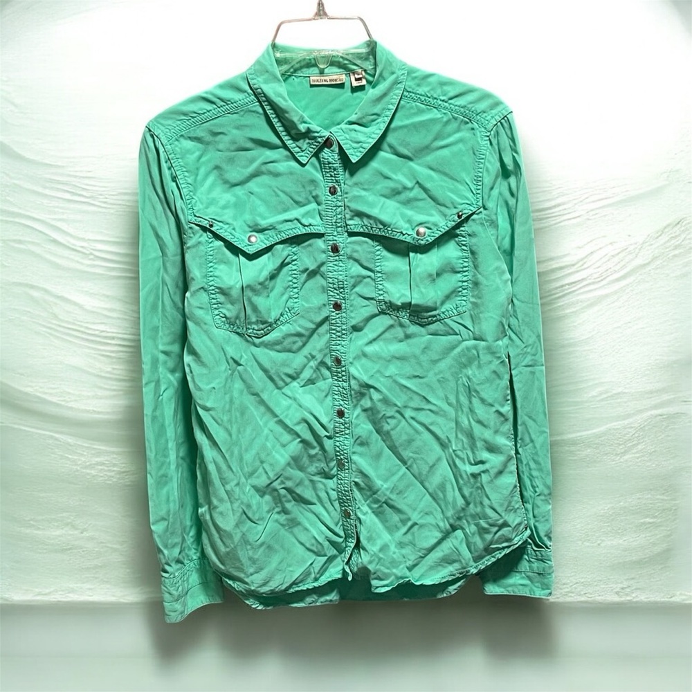 Holding Horses Green Button-Up long sleeve Shirt
